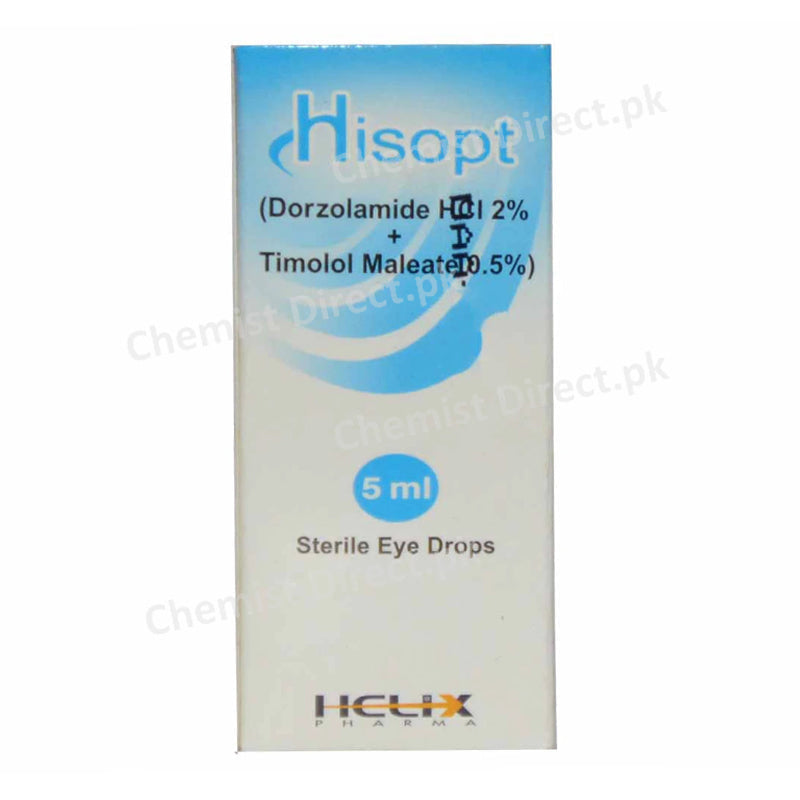 Hisopt Eye Drops 5ml Helix Pharma Anti-Glaucoma Dorzolamide HCl 20mg Timolol Maleate 5mg