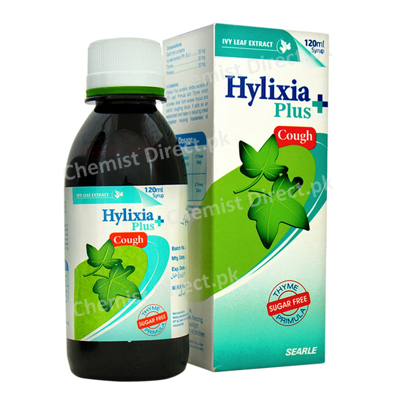 Hylixia Plus Cough syrup 120ml IVY Leaf Extract.35mg, Primula…20mg, Thyme…20mg Searle pakistan