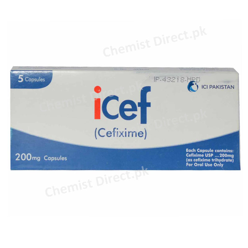 Icef 200mg Cap Capsule Ici Pakistan Ltd Cephalosporin Antibiotic Cefixime