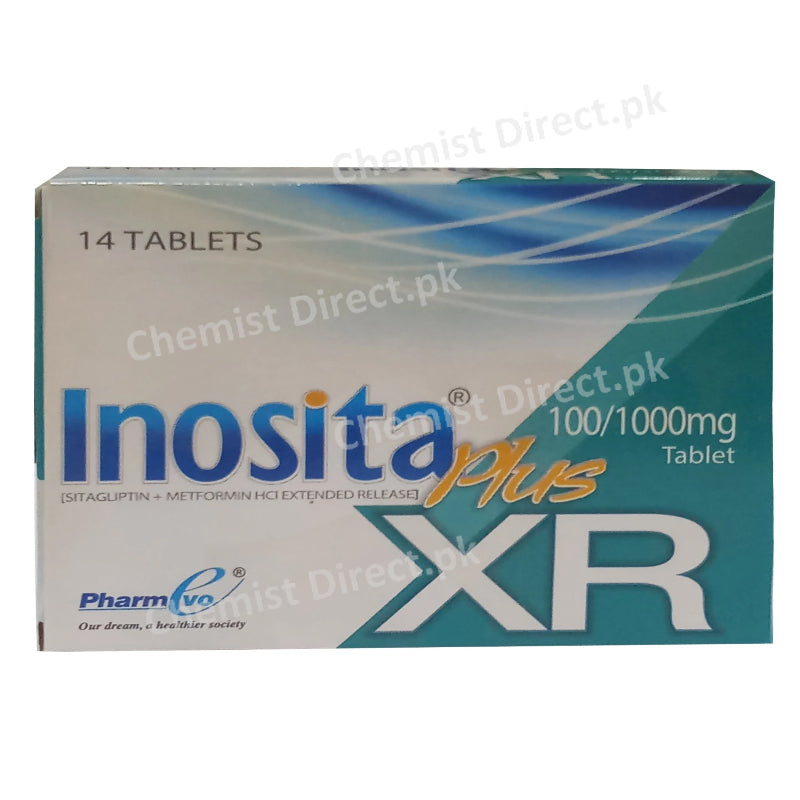 Inosita plus XR 100 1000mg-Tablet Pharm Evo Pvt Ltd Extended Release Oral Hypoglycemic Sitagliptin 100mg Metformin 1000mg
