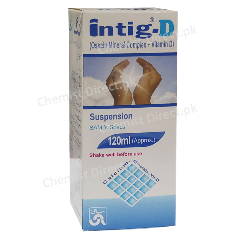 Intig D Syp 120ml Syrup Sami Pharmaceuticals Mineral Supplement Each 5ml Contains Ossein Mineral Complex 250mg Vitamin D 400iu