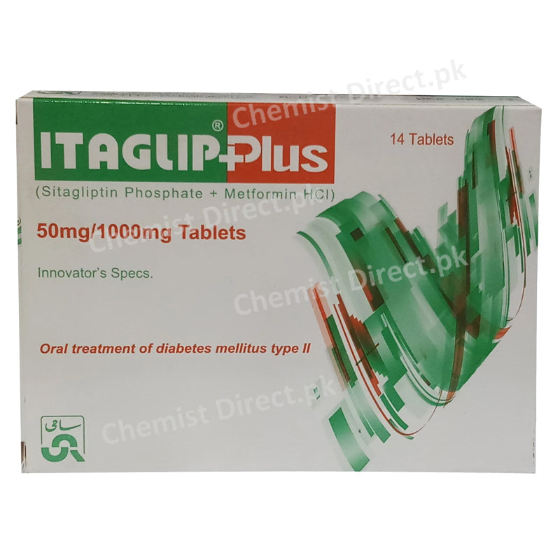 Itaglip plus 50+1000 mg Tablet Sami Pharmaceuticals Oral Hypoglycemic Sitagliptin Phosphate Metformin HCl