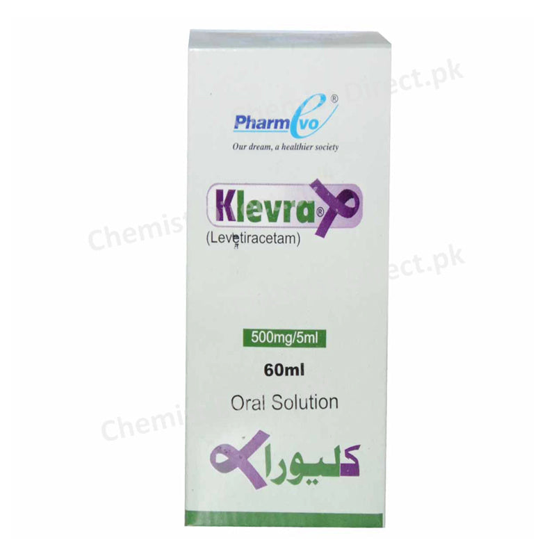 Klevra Oral Solution 500mg/5ml 60ml Anti-Epileptics Levetiracetam Pharm Evo