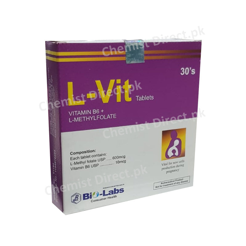 L-Vit Vitamin B6 + L-Methylfolate Tablets Skin Care