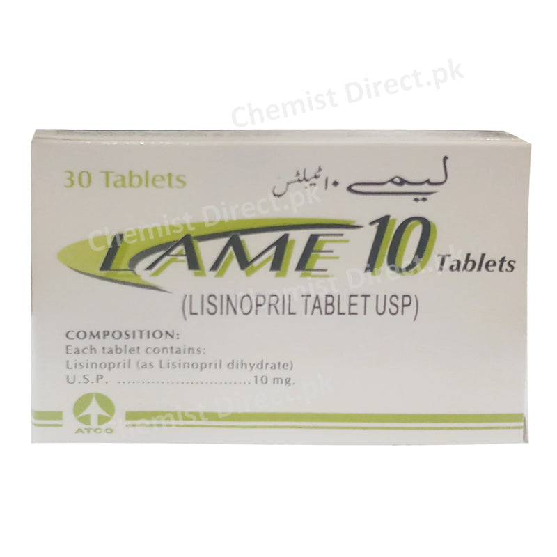 Lame 10mg Tablet Anti-Hypertensive Lisinopril Dihydrate Atco Laboratories