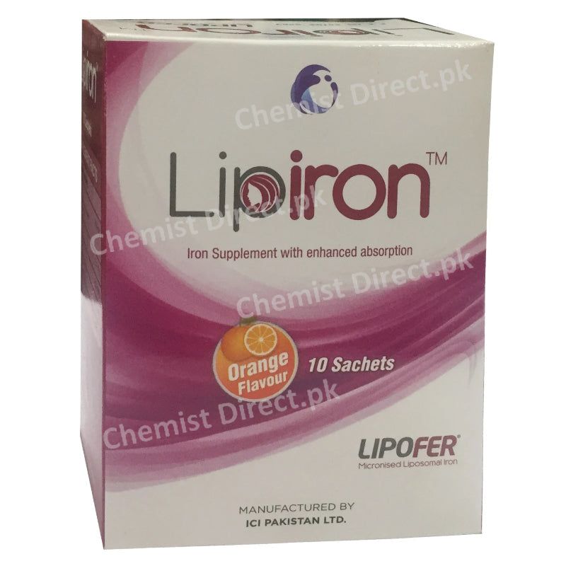 Lipiron Sachets ICI Pakistan Nutraceuticals Anti Anemic Lipofer folicacid Vitamin B12 Vitamin B6 and Vitamin C