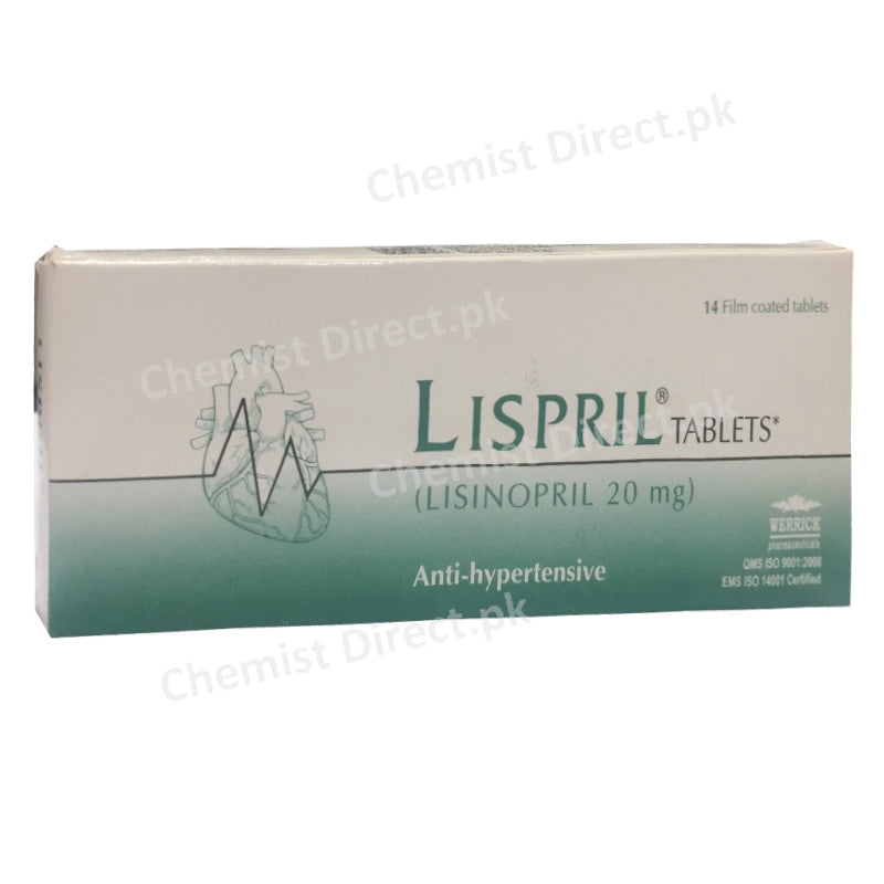 Lispril Tablet 20mg Werrick Pharmaceuticals Anti Hypertensive Lisinopril