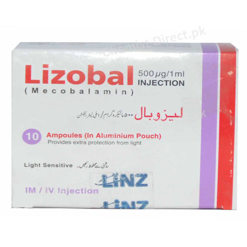 Lizobal 500mcg Injection Bosch Pharmaceuticals Pvt Ltd Vitamin B12 Mecobalamin