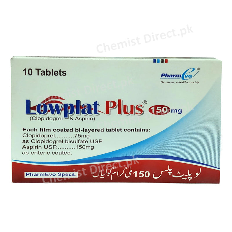 Lowplat Plus 150mg Tablet Pharmevo Anti-Platelet Aggregation Clopidogrel Aspirin