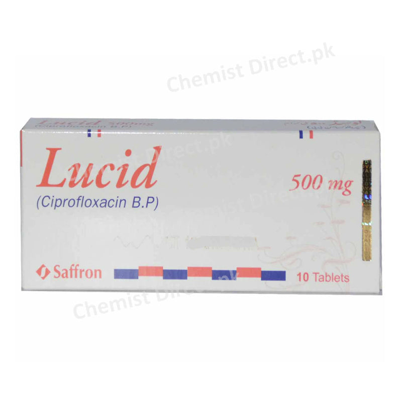 Lucid 500mg Tablet Saffron Pharmaceuticals Anti-Bacterial Ciprofloxacin USP