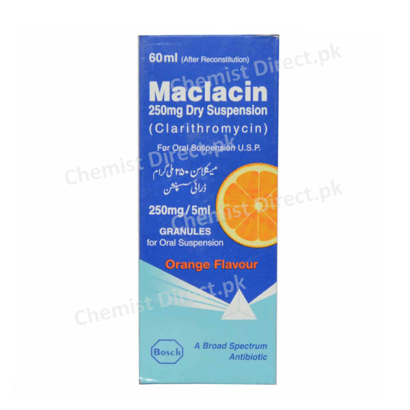 Maclacin 250mg 5ml Syrup 60ml Suspension Bosch Pharmaceuticals Clarithromycin