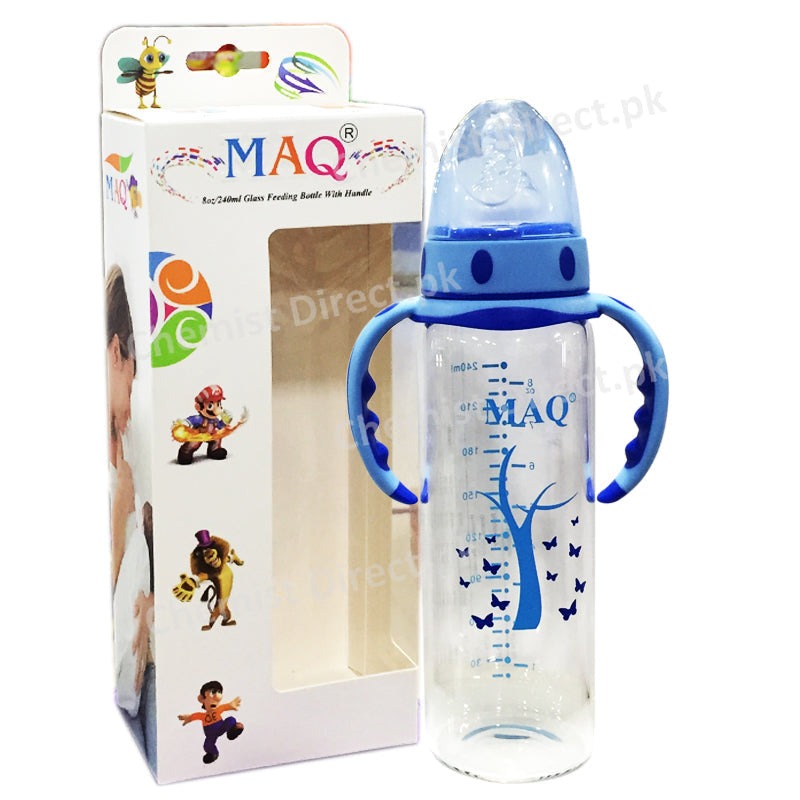 MAQ Glass Feeding Bottle With Handle 240ml