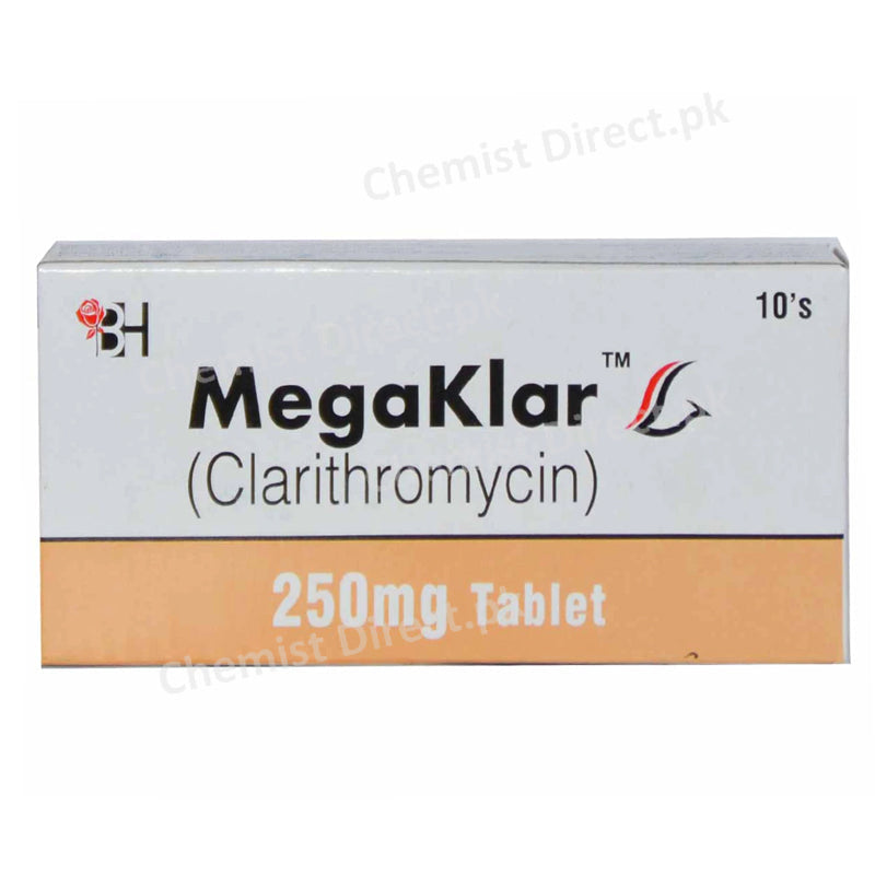 Megaklar 250mg Tablet Barrett Hodgson Pakistan Pvt Ltd Macrolide Anti Bacterial Clarithromycin