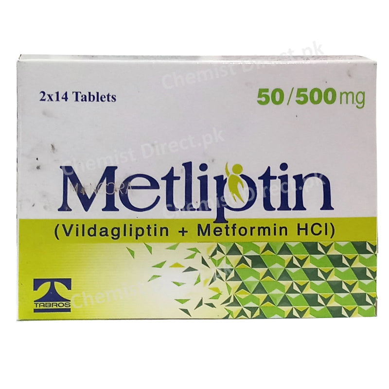 Metliptin 50 500mg Tablet Tabros Pharma Oral Hypoglycemic Vildagliptin 50mg Metformin 500mg