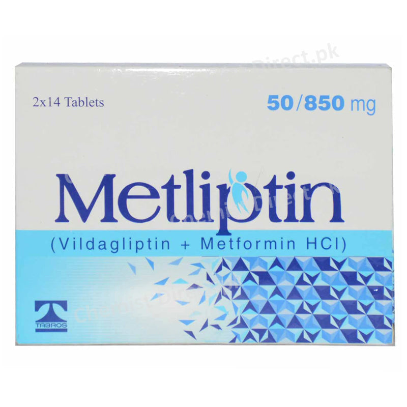 Metliptin 50 850 Tablet Tabros Pharma Oral Hypoglycemic Vildagliptin 50mg Metformin 850mg