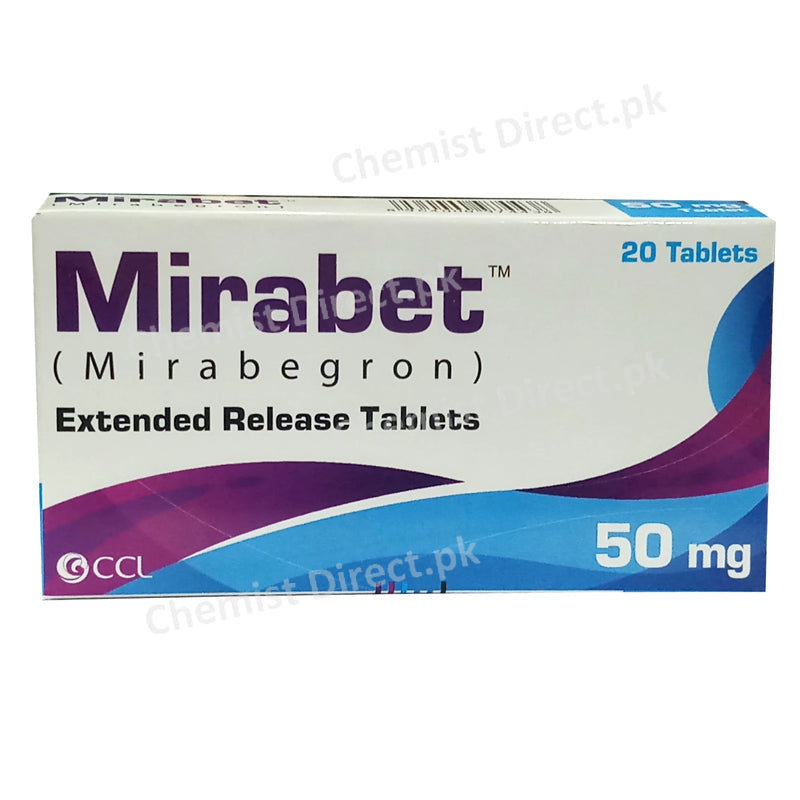 Mirabet Tablet 50mg CCL Pharmaceuticals B 3Adrenergic Agonist Mirabegron 50mg Used for the Treatmentof Overactive Bladder