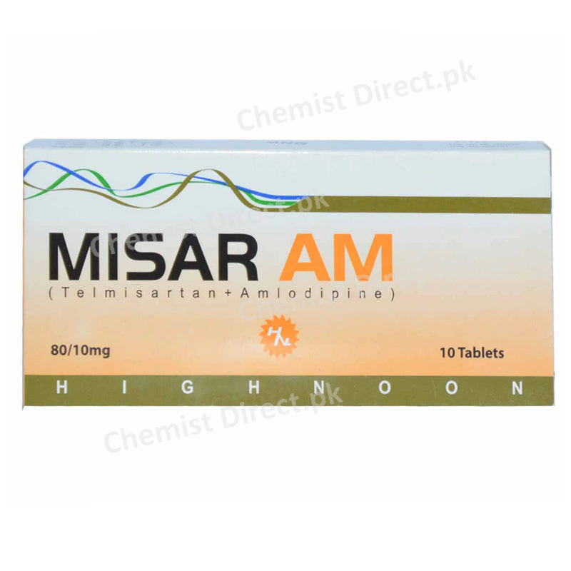 Misar AM 80 10mg Tablet Highnoon Laboratories LTD Anti Hypertensive Telmisartan 80mg Amlodipine 10mg