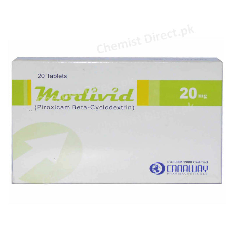 Modivid 20mg Tablet Caraway Pharmaceuticals Piroxicam Beta Cyclodextrin Nsaid