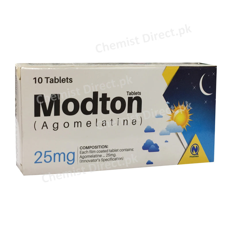 Modton 25mg Tablet Nabiqasim Industries Melatonergic Antidepressants Agomelatine