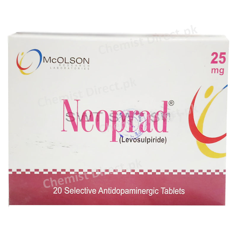 Neoprad 25mg Tablet Mcolson Research laboratories Psychosis Gastroprokinetics Levosulpiride