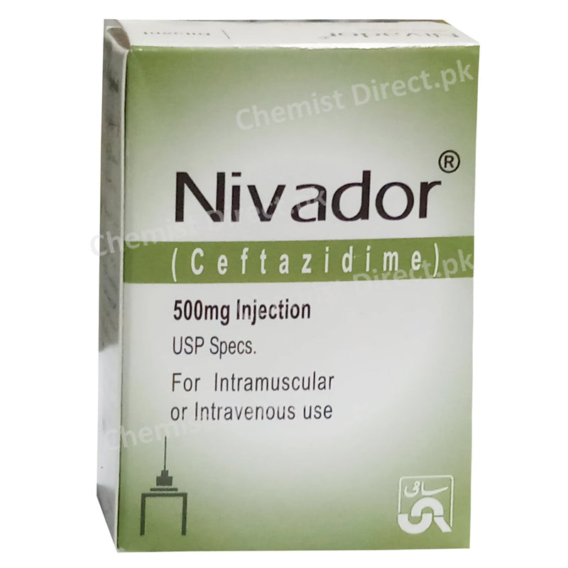 Nivador 500mg Injection Sami Pharmaceuticals Cephalosporin Antibiotic Ceftazidime