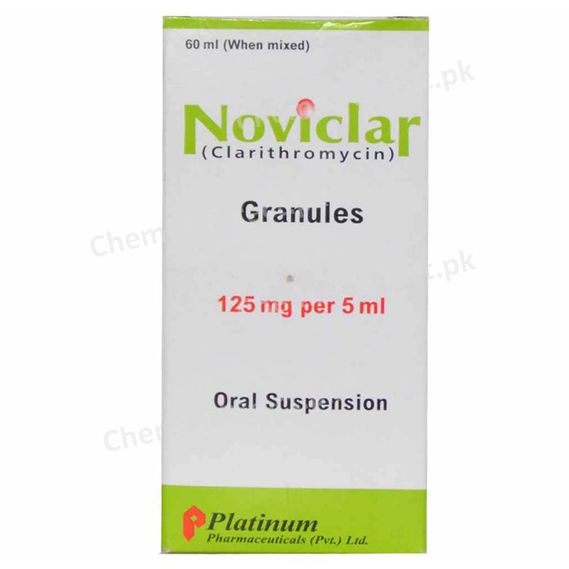 Noviclar Suspension 125mg 5ml 60ml Platinum Pharmaceuticals Pvt Ltd Macrolide Anti Bacterial Clarithromycin