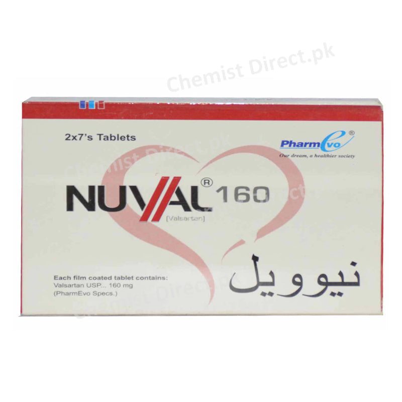 Nuval 160mg Tablet Anti-Hypertensive Pharmevo Valsartan