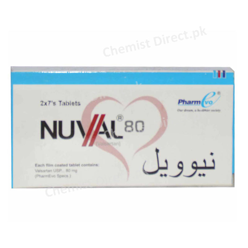 Nuval 80mg Tablet Anti-Hypertensive Pharmevo Valsartan