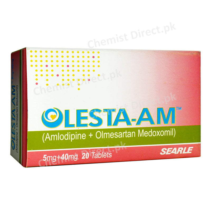 Olesta-AM 5/40mg Tablet Anti-Hypertensive Amlodipine+Olmesartan Medoxomil Searle Pakistan