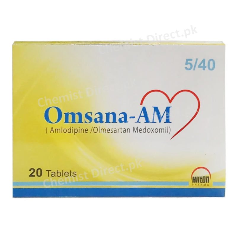 Omsana-AM 5/40 MG Tablet Hilton Pharma Anti-Hypertensive Olmesartan40mg/Amlodipine5mg