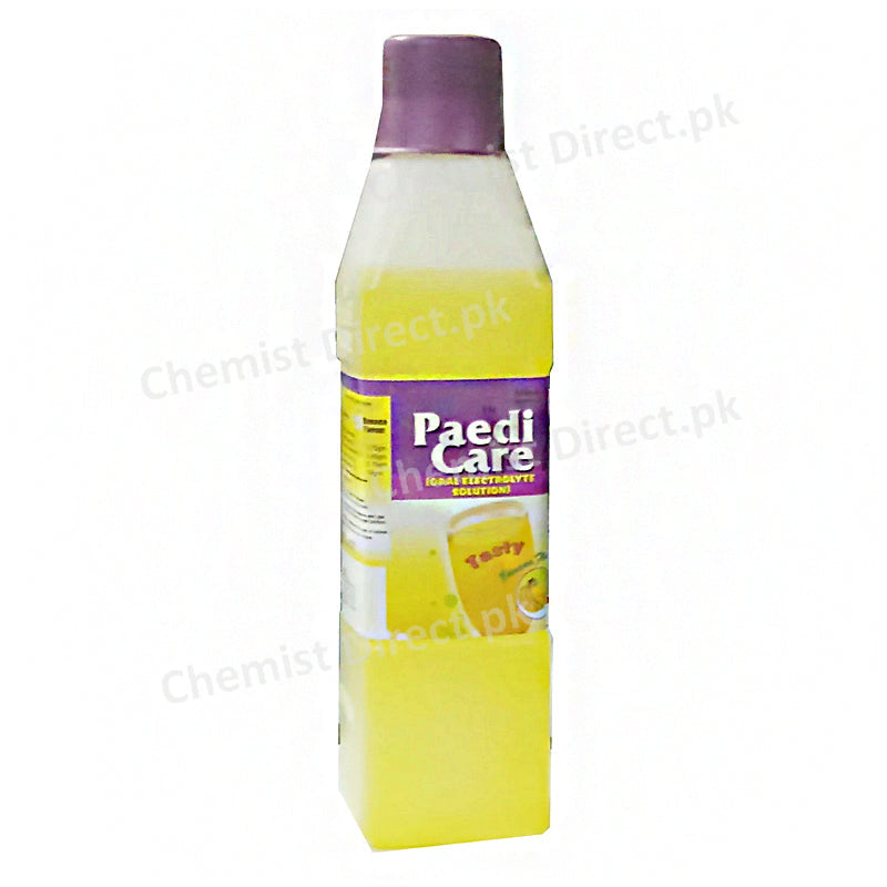 Paedi Care Bnana flavour Woodward Pakistann Pvt Ltd Oral Rehydration Preparation Each 500 mlcontainsn NaCl 1.75gm KCl 0.75gm Trisodium Citrate Dihydrate 1.45gm Glucose Anhydrous 10gm