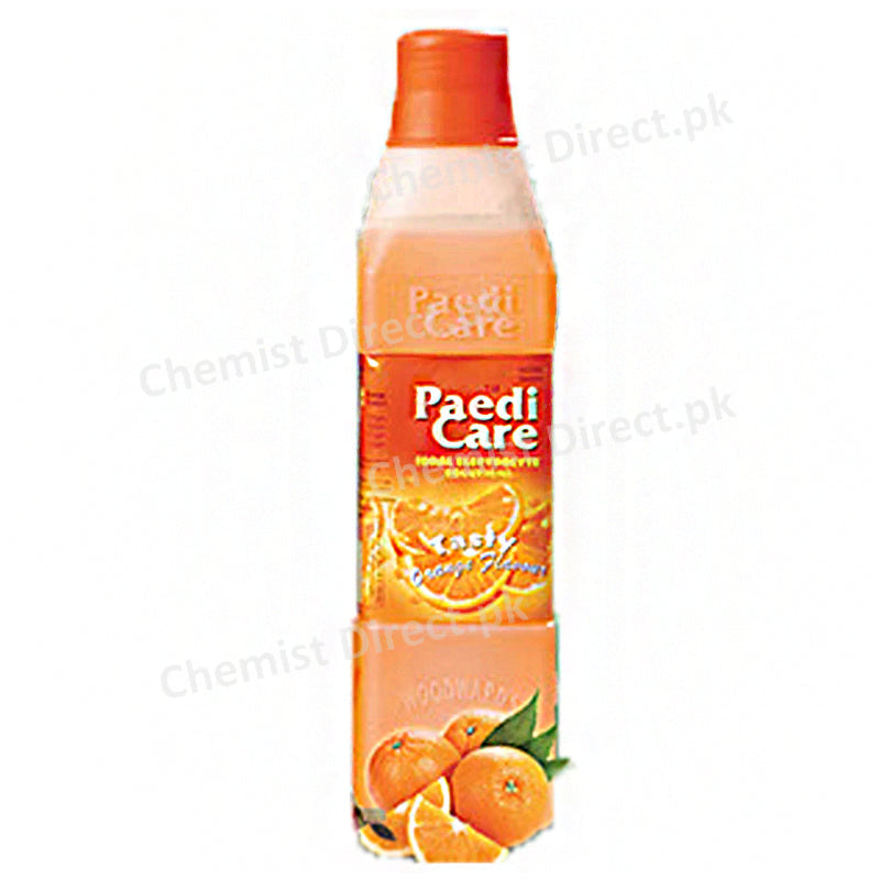 Paedi Care Orange Flavour Woodward Pakistan Pvt Ltd OralRehydration Preparation Each 500mlcontains NaCl 1.75gm KCl 0.75gm Trisodium Citrate Dihydrate 1.45gm Glucose Anhydrous 10gm