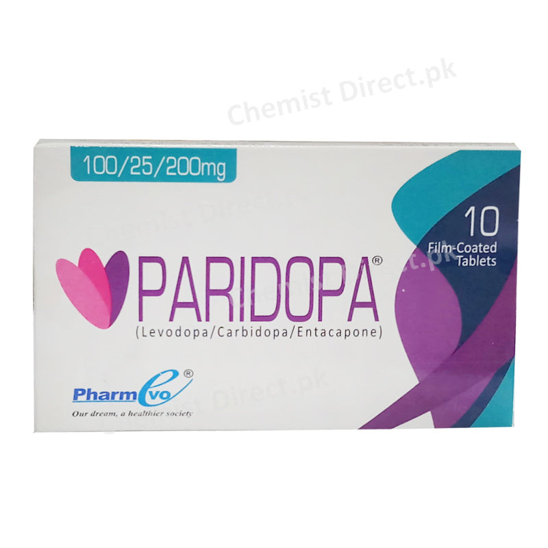 Paridopa/100/25/200mg Tablet Pharmevo Levodopa 100mg, Carbidopa 25mg, Entacapone 200mg