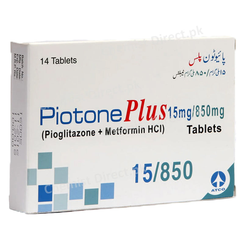 Piotone Plus 15 850mg Tablet Atco Laboratories Pvt Ltd Oral Hypoglycemic Pioglitazone 15mg Metformin 850mg