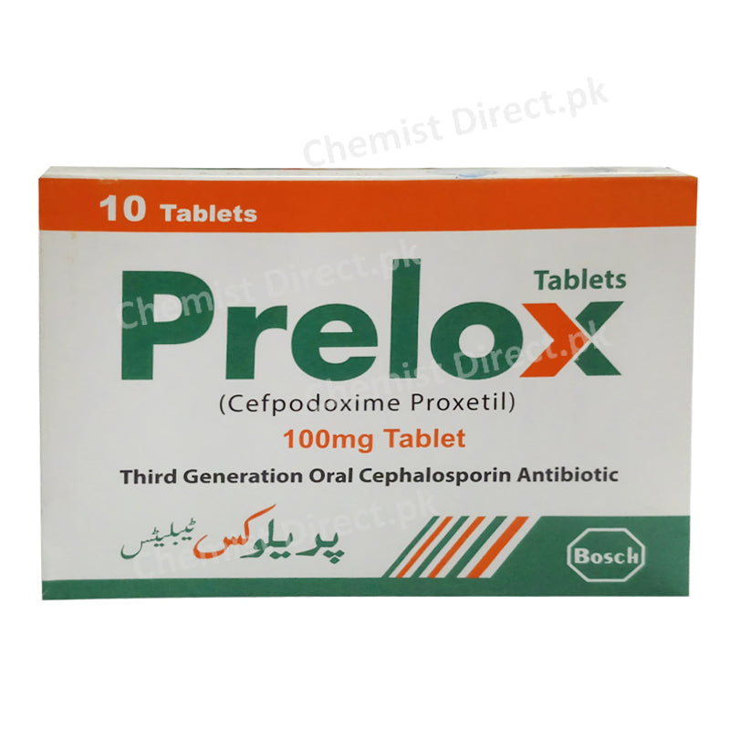 Prelox 100mg Tablet Cefpodoxime Proxetil Bosch Pharma