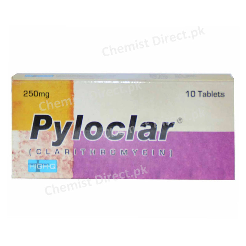 Pyloclar 250mg Tablet Anti-Bacterial Clarithromycin High-Q Pahrma