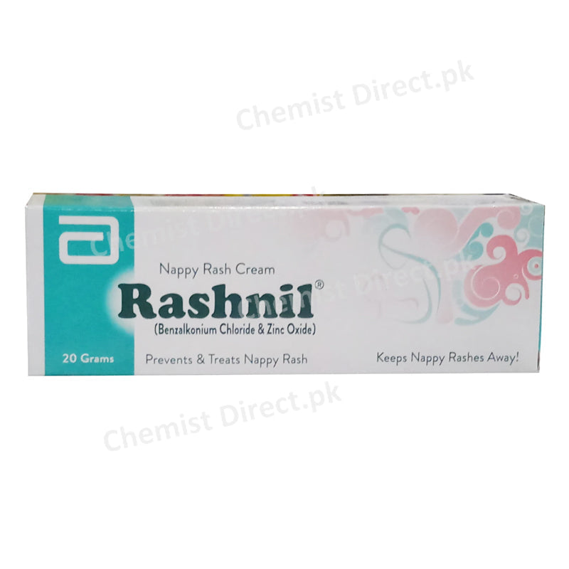 Rashnil 20g Cream Abbott Laboratories Pakistan Ltd Nappy Rash Zinc Oxide 8.5 W W Benzalkonium Cl 0.1 W W