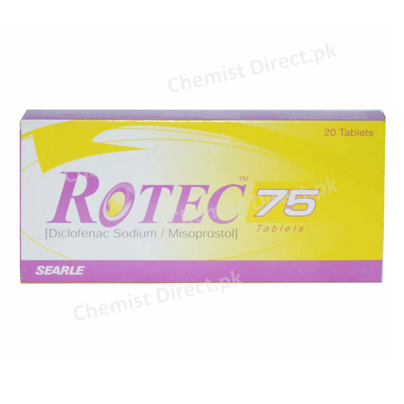 Rotec 75mg Tablet Searle Pakistan Nsaid Induced-Ulcer Diclofenac Sodium 75mg_ Misoprostol 200mcg