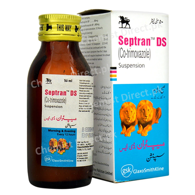 Septran DSSyp 50ml Glaxosmithkline Pakistan Limited Anti Bacterial Each 5ml contains Sulfamethoxazole 400mg Trimethoprim 80mg