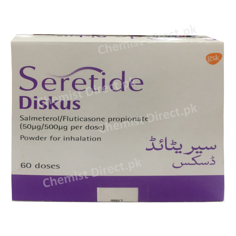 Seretide Diskus 50 500mcg Inhale GlaxoSmithKline B 2 Stimulant_ Corticosteroids Fluticasone Propionate_ Salmeterol Xinafoate