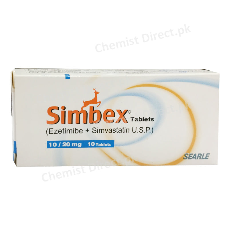 Simbex 10/20mg Tablet Ezetimibe + Simvastatin U.S.P Statins Searle Pakistan