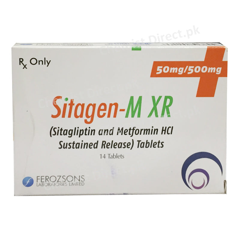 Sitagen M XR 50mg 500mg Tablet Ferozsons Laboratories Ltd Oral Hypoglycemic Sitagliptin 50mg_ Metformin HCI 500mg