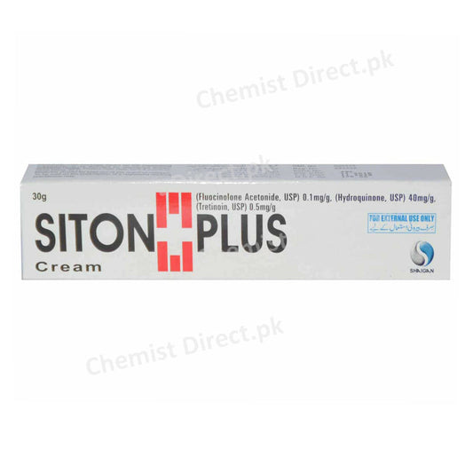 Siton Plus Cream 30g Shaigan Pharmaceuticals Anti acne Fluocinolone Acetonide_ Hydroquinone_ Tretinoin