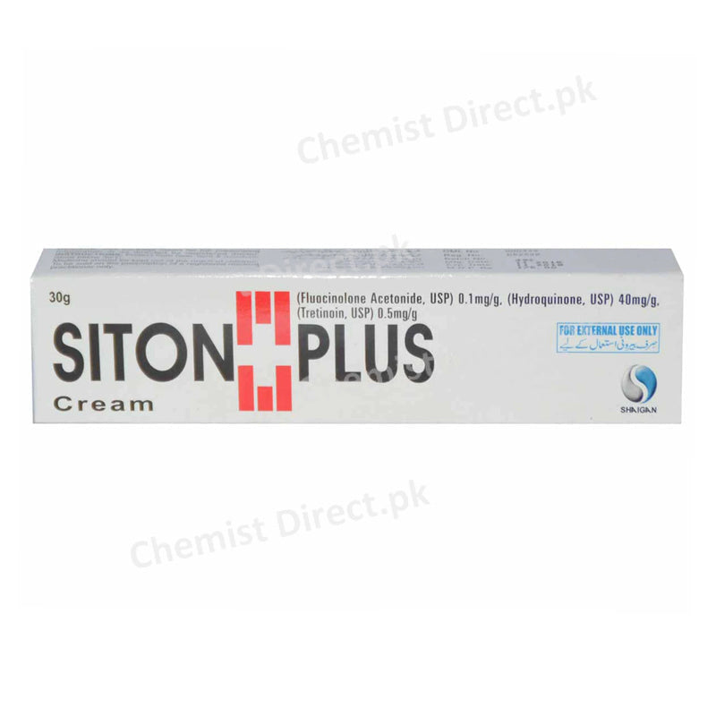Siton Plus Cream 30g Shaigan Pharmaceuticals Anti acne Fluocinolone Acetonide_ Hydroquinone_ Tretinoin