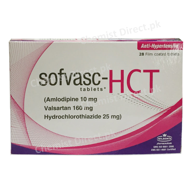 Sofvasc HCT 10 160 25MG Tablet Wilson_ Pvt Ltd Anti Hypertensive Amlodipine 5mg_ Valsartan 160mg Hydrochlorothiazide 12.5mg
