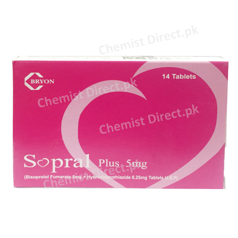 Sopral Plus 5mg Tablet Bisoprolol Fumarate 5mg + Hydrochlorothiazide 6.25mg Bryon Pharmaceuticals Anti-Hypertensive