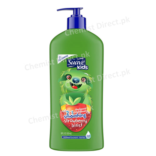 Suave Kids 18 Fl. Oz. 2-In-1 Strawberry Smoothers Shampoo & Conditioner 532Ml Baby Care