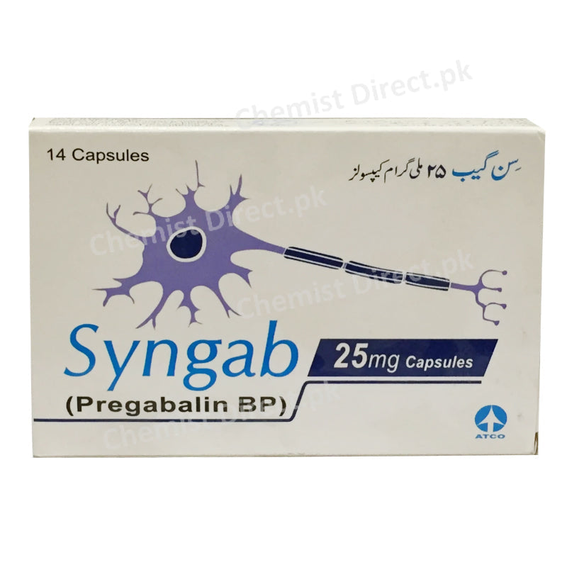 Syngab 25mg Capsule Pregabalin BP Neuropathic Pain Atco Pharma