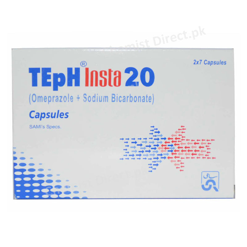 Teph Insta 20mg Capsule Sami Pharmaceuticals Ltd Anti Ulcerant Omeprazole 20mg_ Sodium Bicarbonate 1100mg