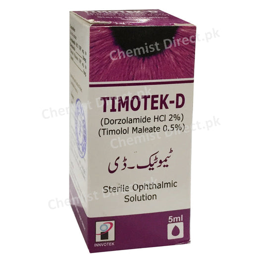 Timotek D 5ml Eye Drop Innvotek Pharmaceuticals Beta Blocker Glaucoma Timolol Maleate